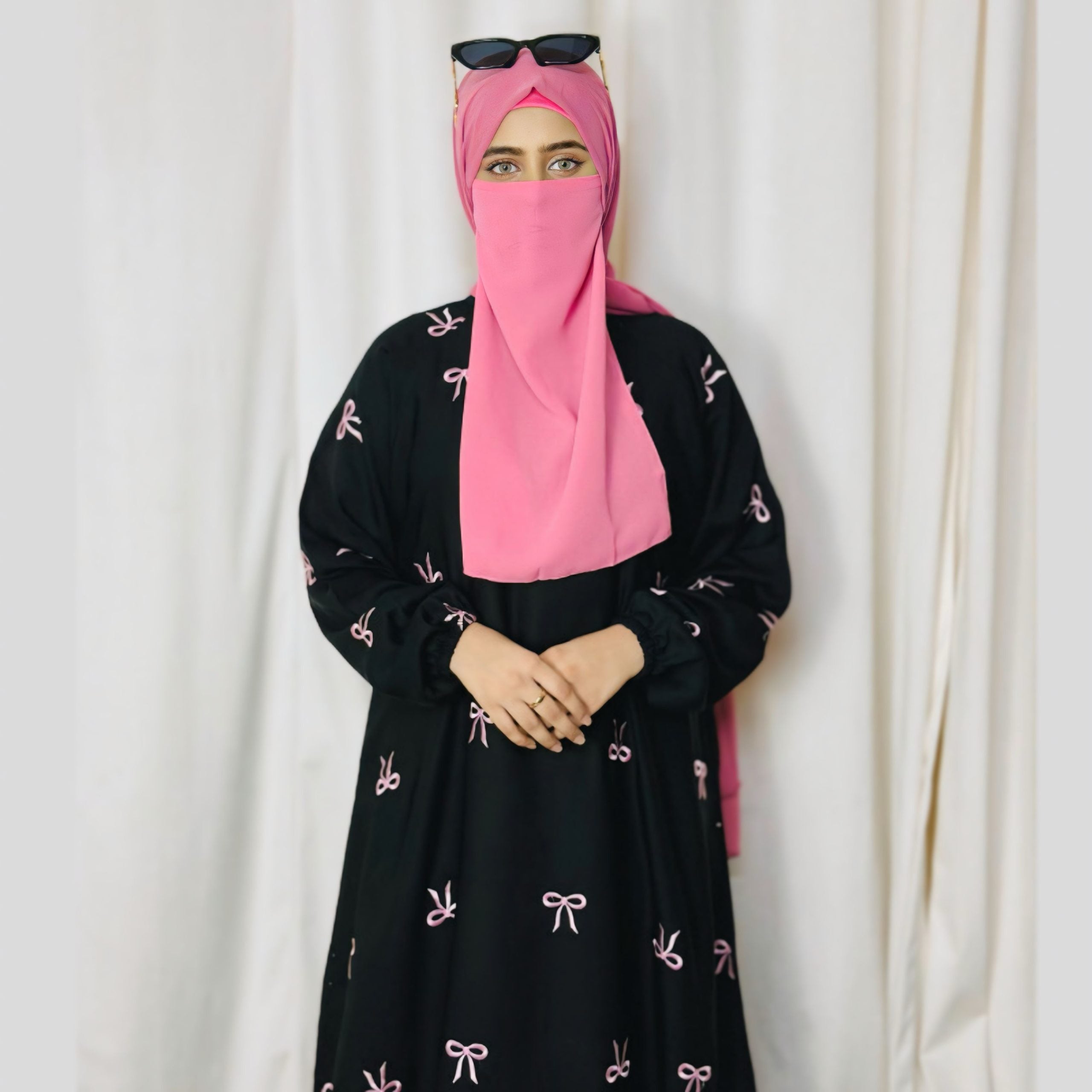 Elegant Black Bow Embroidered Abaya
