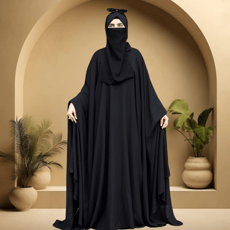 Black Flowy Kaftan Abaya
