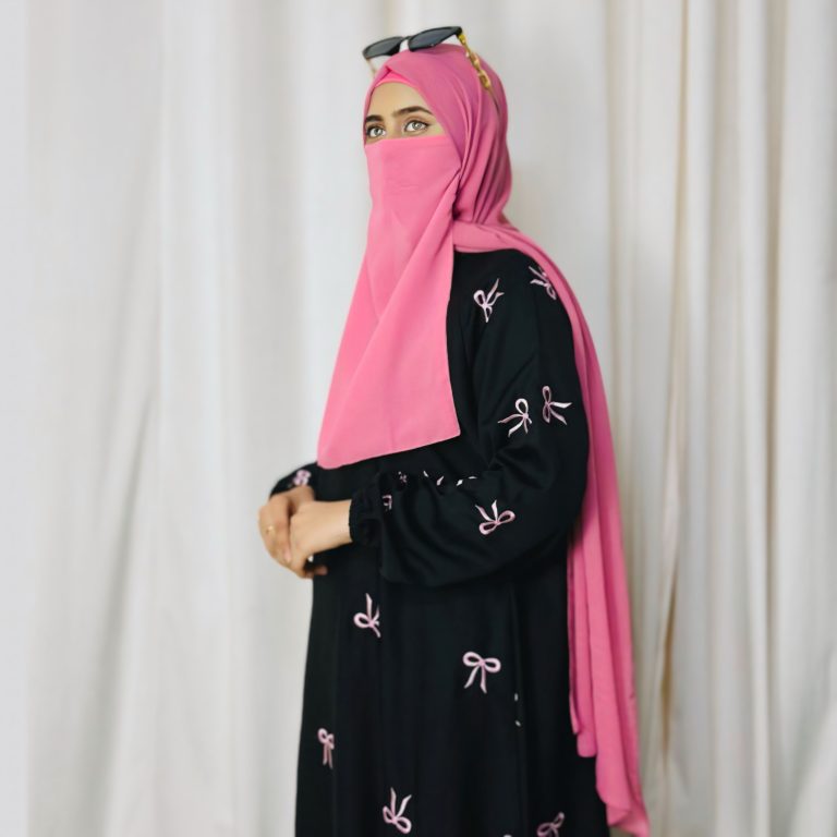 Elegant Black Bow Embroidered Abaya