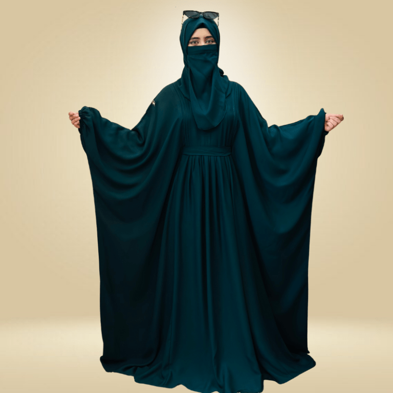 Premium Pleated Kaftan Abaya Set – Elegant Emerald Green