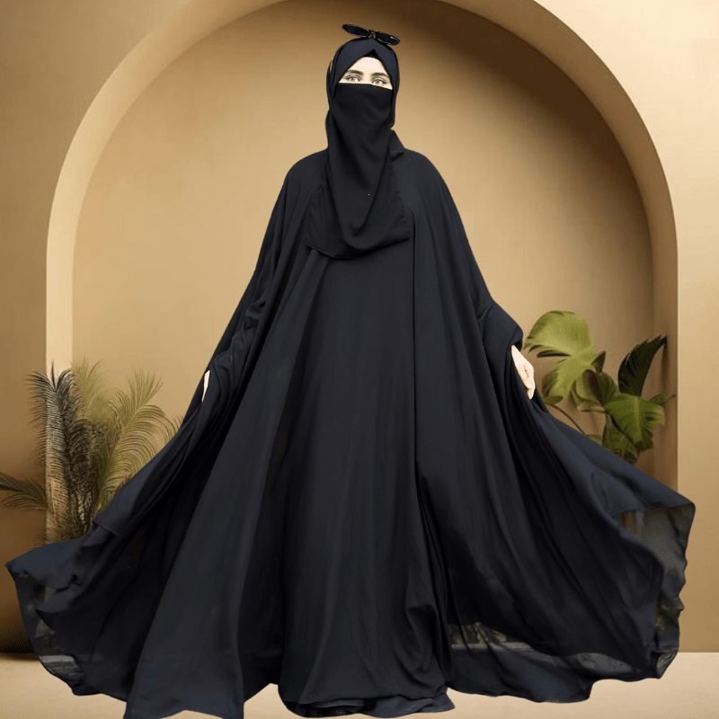 Black Flowy Kaftan Abaya