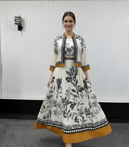 LULUSAR Printed Floral Frock & Koti - Elegant 2-Piece Dress