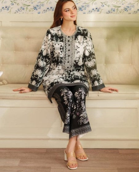 Black & White Printed Shirt and Flapper Set - 2 Piece Co-ord