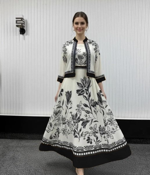 LULUSAR Printed Floral Frock & Koti - Elegant 2-Piece Dress