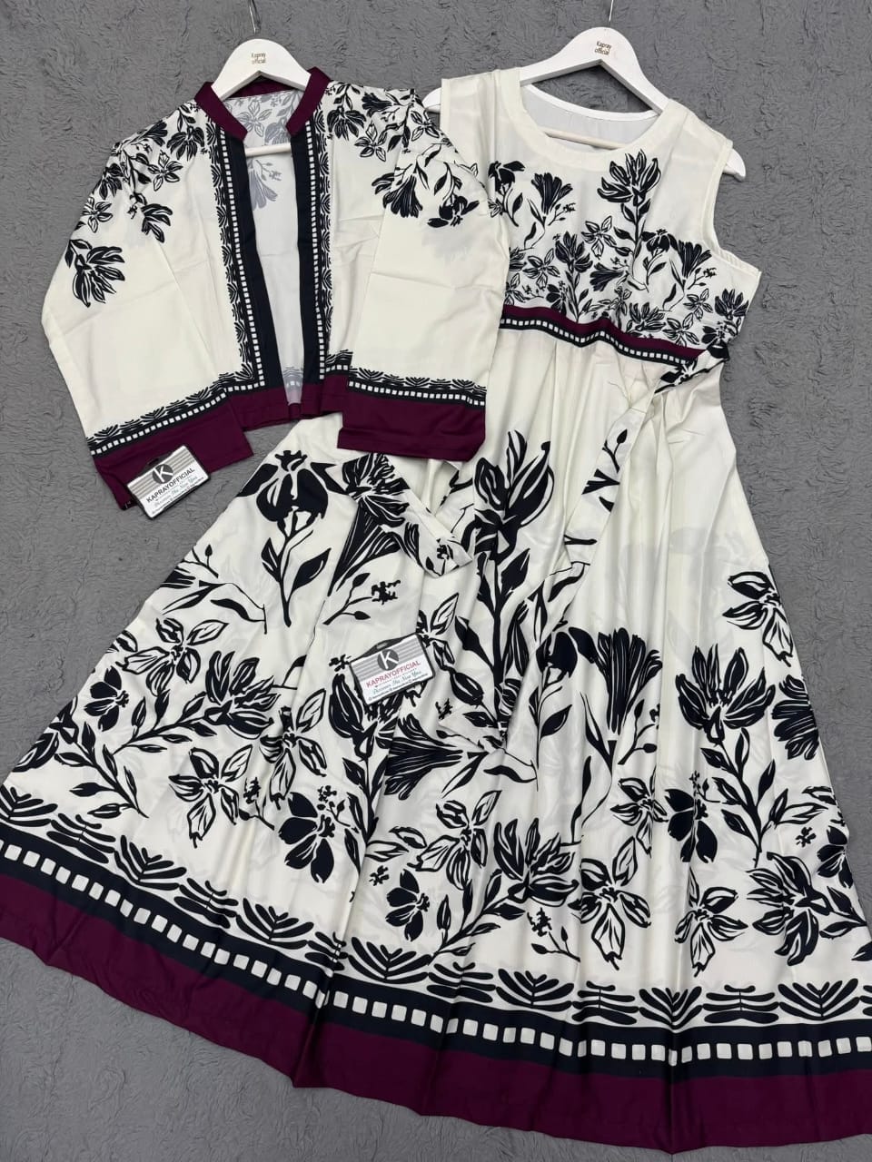 LULUSAR Printed Floral Frock & Koti - Elegant 2-Piece Dress