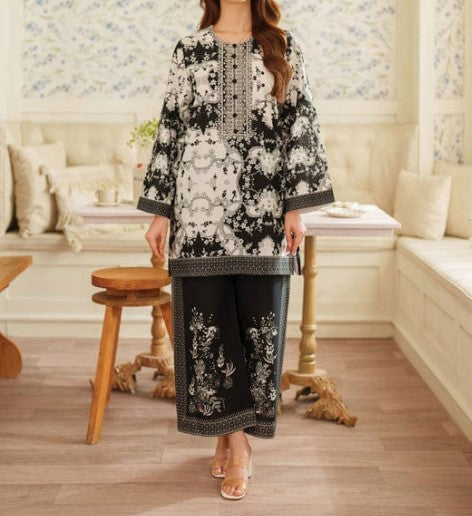 Black & White Printed Shirt and Flapper Set - 2 Piece Co-ord
